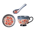 thumbnail image 1 of XINGAG Bohemian Ceramic Coffee Mug With Lid Spoon Hand Polish Style Large Cappuccino Mug Microwave Dishwasher Floral Mug For Home For, 1 of 4