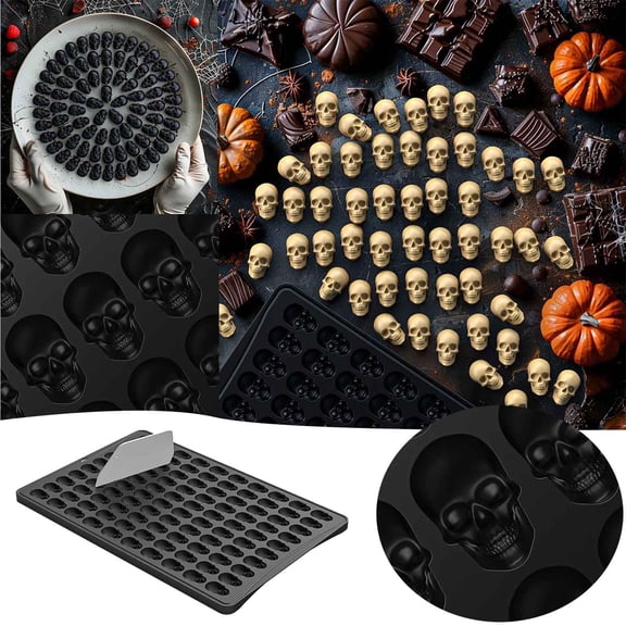 XINGAG Cake Pans 100-Pack Skeleton Head Cookie Cutter Set Halloween Baking Accessories For Cookies Pastries And DIY Decorations Molds