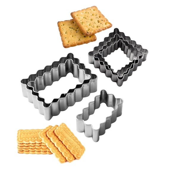 XINGAG Cake Pans 3-Pack Cookie Cutter Rectangle Stainless Steel Cookie Cutter Set Rectangle Biscuit Molds Pastry Fluted Edge Cutters Jagged Edge Cookie Cutter Rectangle Fluted Edge Cutters Moulds