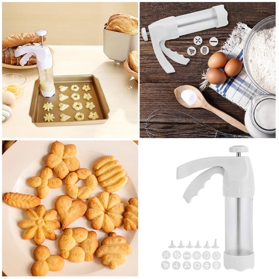 XINGAG Cake Pans Cake Pattern Mould Cookie Pattern Kit White Barrel Decorating Tool With 12 Cake Mould And 6 Decorating Nozzles For Cake Dessert DIY Maker And Decoration Baking Supplies Molds