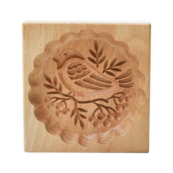 XINGAG Carved Wooden Cookie Mold Kitchen Cookie Cutter Gingerbread, Baking Embossing Cookies Stamp Mold - Bird