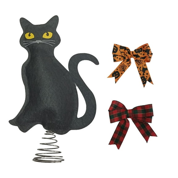 XINGAG Cat Tree Topper Ornament, Mini Cat Treetop Decorations and Metal Spring Base, Farmhouse Kitchen Holiday Tiered Tray Desk Decor