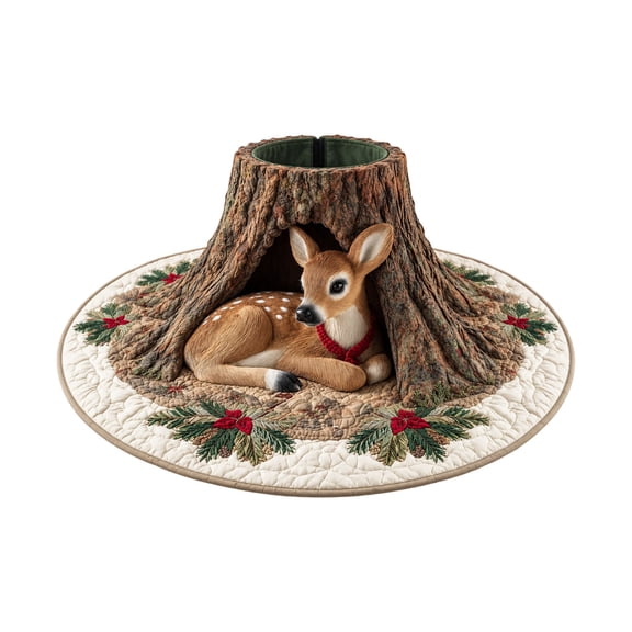 XINGAG Christmas Tree Skirt, 3D Visual Print Round Xmas Tree Base Cover, Cute Pattern Mat Holiday Home Decoration (122cm/48.0")