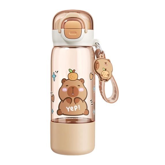 XINGAG Cute Water Bottle with Straw,Portable Leakproof Flip Top, Drinking Bottle with Hanging Charm,Lightweight Travel Cup for Girls Students Outdoor Sports Use School Supplies 510ml