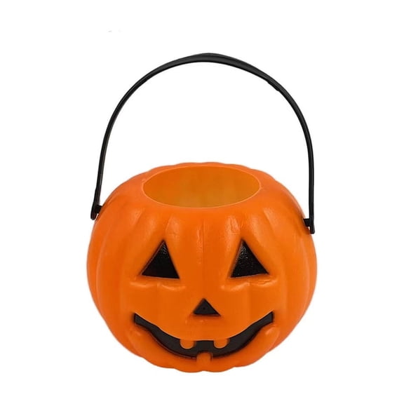 XINGAG Mini Pumpkin Candy Bucket with Handle, Jack O Lantern Pail, Portable Storage Holder, Festive Party Favors Decor Supplies for Halloween Party