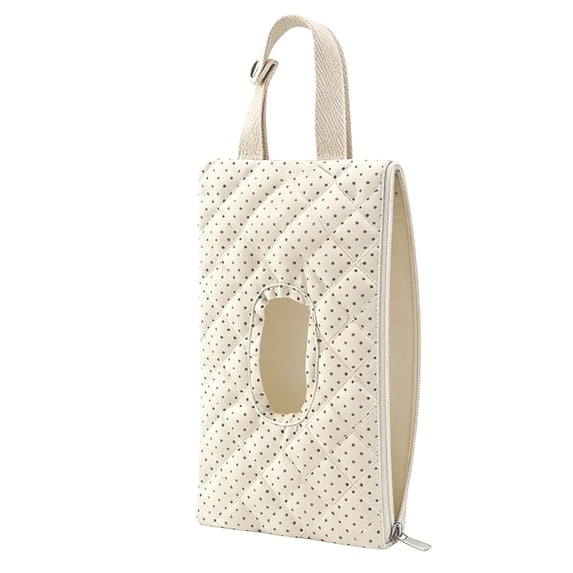 XINGAG Quilted Baby Wipe Holder, Canvas Portable Pouch with Hanging Strap, Reusable Wet Wipes & Diaper Organizer for Stroller, Car and Travel