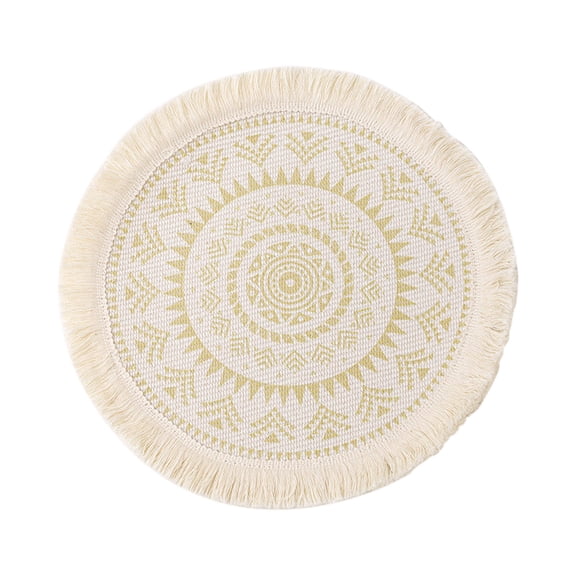XINGAG Round Cotton Placemat, Woven Table Mat With Tassel, Heat Resistant Trivet Pad, Farmhouse Decor Mats for Fall Thanksgiving Kitchen Dining Table Setting