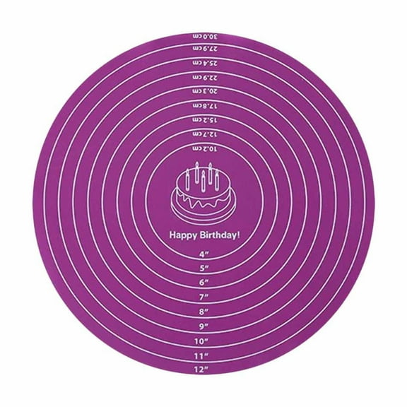 XINGAG Silicone Cake Mat, Round Baking Mat, Cake Kneading Pad, Turntable Mat with Measurements, Non Stick Heat Resistant Pad for Dough Rolling