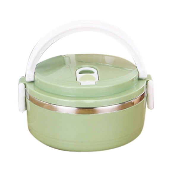 XINGAG Storage Boxes For Hot Food Lunch Box Thermal Lunch Box Stackable Hot Food Insulated Box Stainless Steel Round Lunch Box Sealed Food Containers Single Layer Green Home Organizer Container