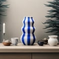 thumbnail image 1 of XINGAG Wavy Striped Ceramic Flower Vase,Retro Blue White Stripe Decoration Vase,23cm Unique Curved Shape Table Centerpiece Vase for Living Room Dining Table Home Shelf Decor, 1 of 4