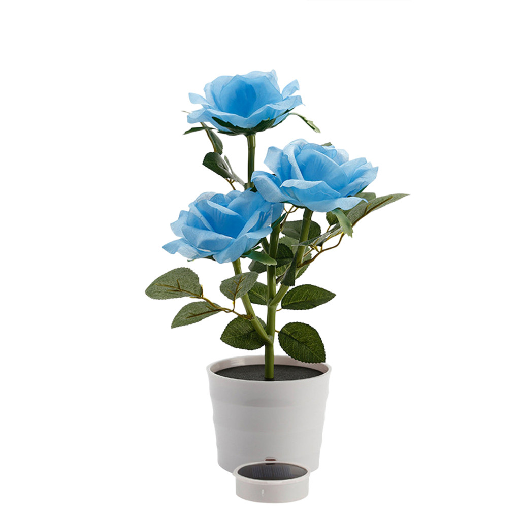 XINGLAN Solar Rose Flower Lights LED Artificial Rose Pot Flower Bonsai LED Lamp