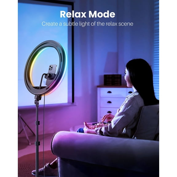 XINGTU 12'' Ring Light with Stand 72'' Tall & 2 Phone Holders,38 Color Modes Selfie Light with Tripod Stand, Big LED Ring Light for iPhone/Android/Camera,YouTube,Makeup