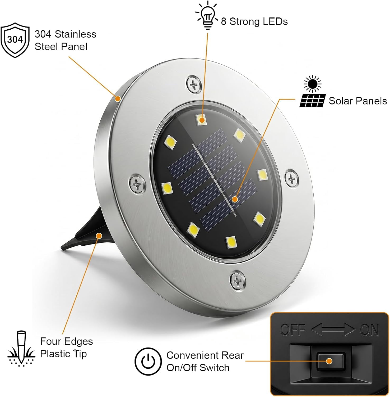XINGTU 4.6inch Solar Ground Lights, Garden Solar Outdoor Waterproof ...