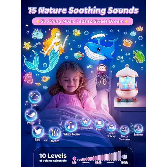 XINGTU Carousel Night Light for Kids,15 Sounds&15 Films Star Projector,Gifts