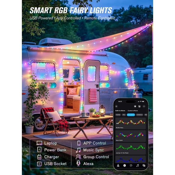 XINGTU Smart RGB Fairy Lights, 33FT 100 LED Color Changing String Lights