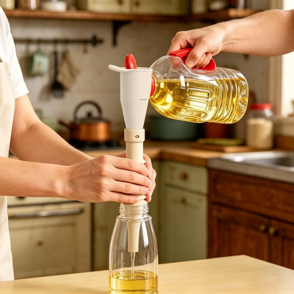 XINGXIANG - 10in Telescopic Flexible Silicone Funnel With Fixed Stand Base, Multi-Purpose Kitchen Pouring Tool For Liquid Spice Powder Bottle Filling (Gray)