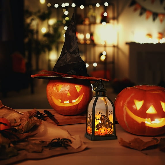 XINGXIANG 14.2cm Halloween Handheld LED Lantern Portable Battery Operated Night Light with Assorted Patterns Indoor Outdoor Party Decoration Prop for Kids Adults