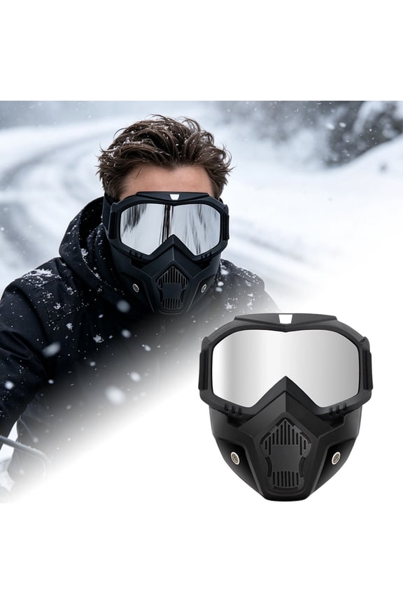 - 19cm Multi-Purpose Face Mask with Clear Lens, Anti-Scratch Protective Goggles Mask, Windproof Dustproof Mask for Motorcycling and Hiking (C)