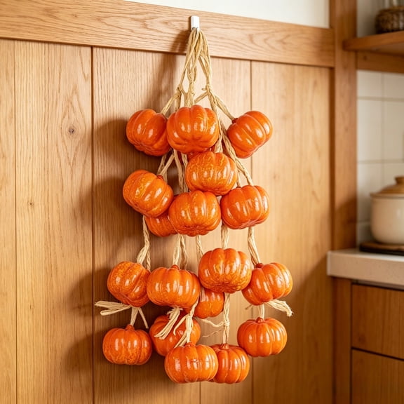 XINGXIANG-23.6 Inch Vivid Simulation Mini Pumpkin Pendant, Soft Foam Vegetable String for Thanksgiving Festival Scene Decor