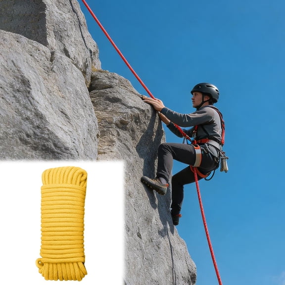 XINGXIANG - 32.8FT 1PC Wearproof Woven Multifunctional Binding Nylon Rope, Flexible Easy-knot Design, Sturdy Outdoor String for Backyard Laundry Camping Fixed Daily Work (Yellow)