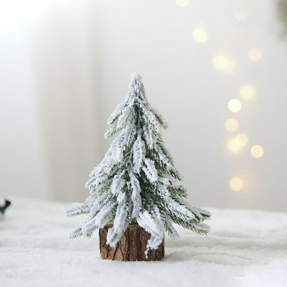 XINGXIANG 7.87in Mini Christmas Tree, Snow Frost Christmas Tree,Miniature Pine Christmas Tree with Wooden Base for Christmas Decorations, Home, Kitchen, Dining Table