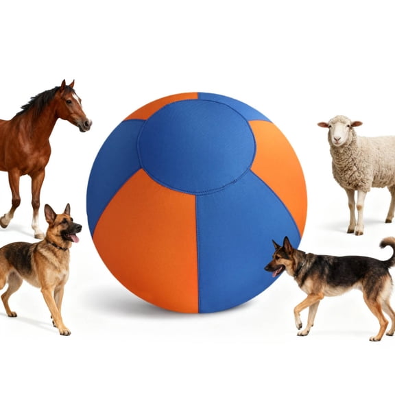 XINGXIANG Calming Jumbo Ball for Dogs, Giant Herding Ball for Dogs, Tear-Resistant Inflatable Big Ball with Handle Cover & Pump for Play & Exercise Dogs (25.59in)