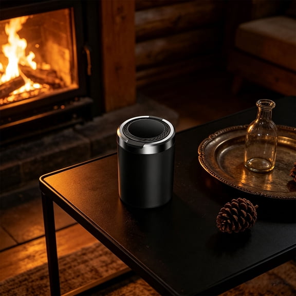 XINGXIANG - Car Ash Tray with LED Light, Ash Tray with Lid, Removable Inner Cup, ABS Outer Shell, Stainless Steel Inner Liner, Vehicle Ash Holder for Cup Holder, Travel and Daily Use (Silver)