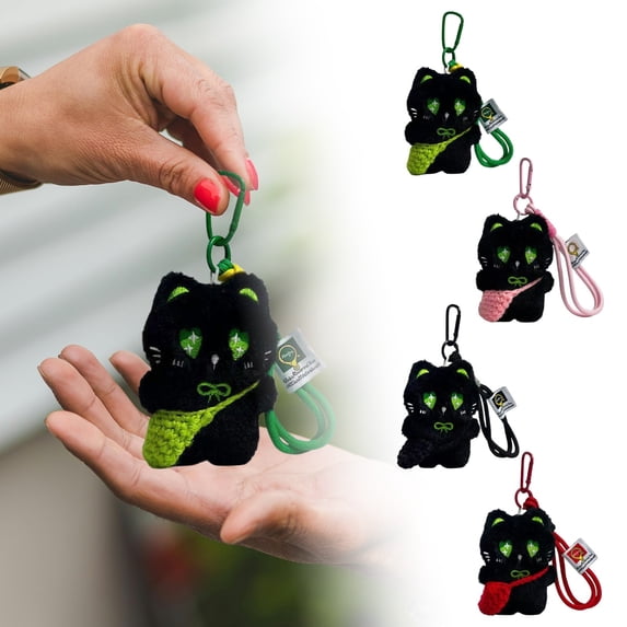 XINGXIANG Cat Plush Keychain,Cute Keychains,Funny Animal Keyring Charm for Women,Kids ,Car Key Handbag Purse Backpack Decor and Birthday Gift(Green)