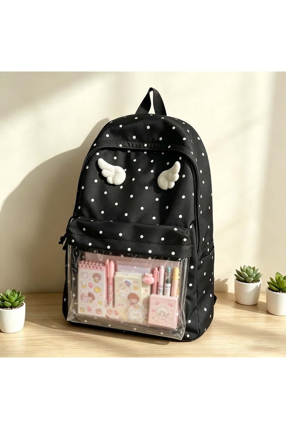 - Cutecore Backpack Shoulder Bag Cute Harajuku Bookbag Coquette Daypack Preppy Itabag JK Y2k Backpack (Black)