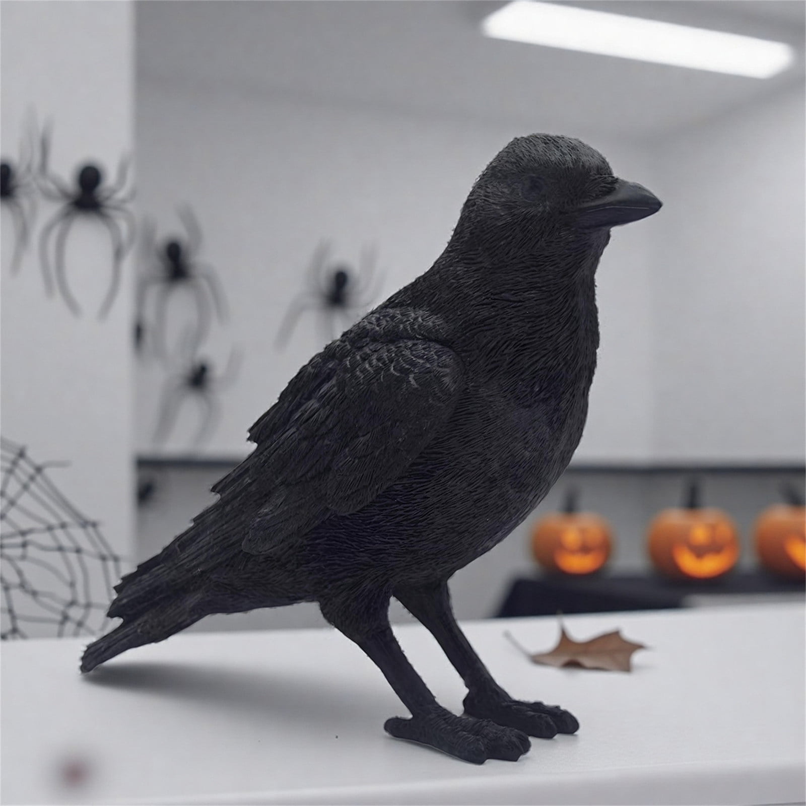 XINGXIANG Halloween Black Crow Statue - Realistic Resin Raven