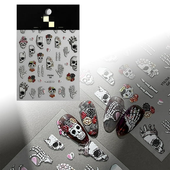 XINGXIANG Halloween Party Stickers - Embossed Cute Ghost Nail Art Stickers Nail Decals Exquisite Star Moon Nail Design Stickers Holiday Nail Art Supplies for Indoor Parties and Halloween Activities