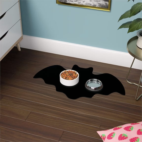 XINGXIANG Halloween Pet Feeding Mat - Bat Shape Felt Placemat for Cats Dogs 16.92x9.84 Inch Waterproof Dining Mat Floor Protection Bat,Halloween Cat,Halloween Dog A