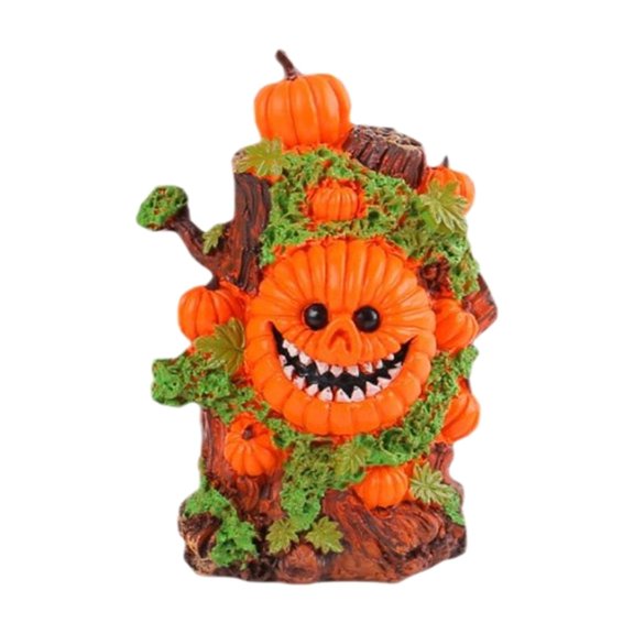 XINGXIANG Halloween Skull Tree Statue with Pumpkin , 5.1" Resin Decor for Outdoor Indoor Party, Garden, Home, Bar Halloween Decoration(Orange)