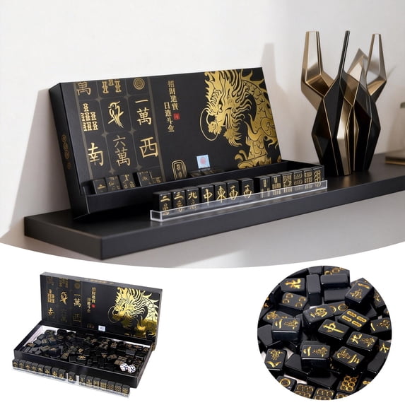 XINGXIANG Mahjong Tile Set, Sturdy Tiles, 1Set, Portable Game Kit, Complete Mahjong Set, Compact Mahjong Mini for Travel and Family Play Portable Tile Game With Tiles and Easy Storage
