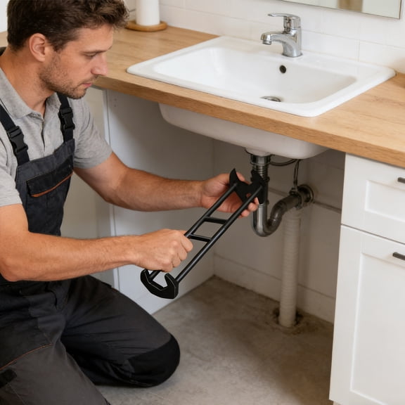 XINGXIANG Multifunctional Sink Wrench,Plumbing Wrench for Tight Spaces,Faucet Installation Tool for Kitchen Bathroom, Under Basin Pipe & Angle Valve Repair Plumbing Tools(B)