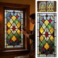thumbnail image 1 of XINGXIANG Privacy Windows Film Diamond Style Stained Glass No Glue Static Cling Decorative Frosted Window Stickers 33.46" x14.96(85x38cm)(L x W), 1 of 6