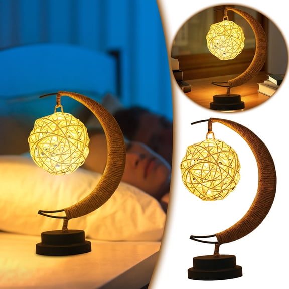 XINGXIANG Ramadan Lights LED Decorative Lamp Star Moon Lamp Handmade Iron Night Lamp Moonlight Lamp Bedroom Moon LampHome Decoration Requires 3 AA BatteriesC)
