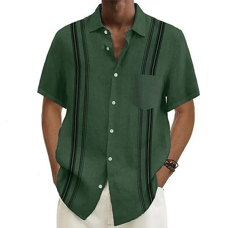 Mens fashion colorful pockets design loose short sleeve casual shirts sale