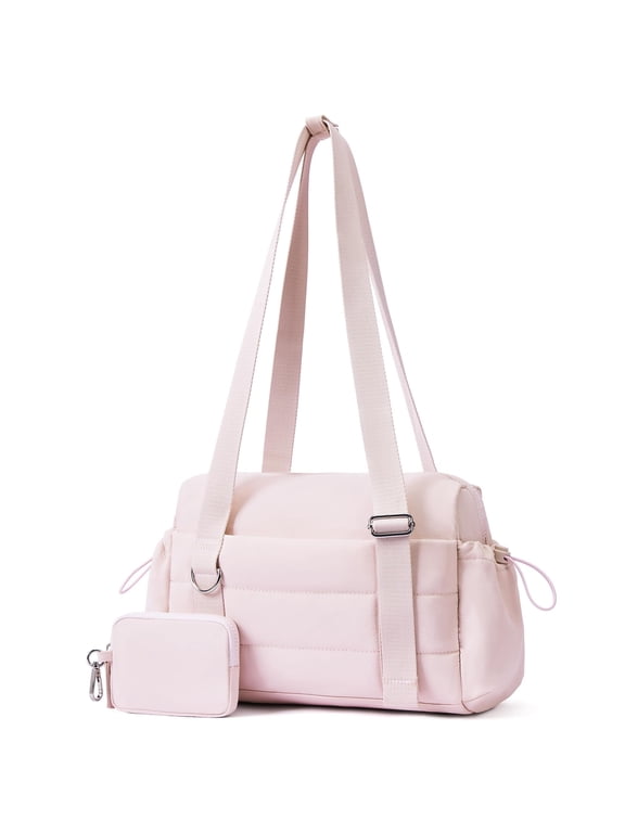 Mini Gym Bag for Women, Small Gym Tote Bag Puffy Quilted Sports Duffel Bag with Wet Compartment and Coin Purse Duffel Bags Dance Yoga Workout Bag