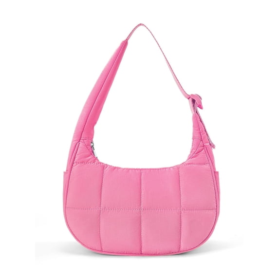 XINLANER Small Crescent Puffer Purse Shoulder Bag for Women Nylon Quilted Purses Bag Adjustable Shoulder Strap Puffy bag