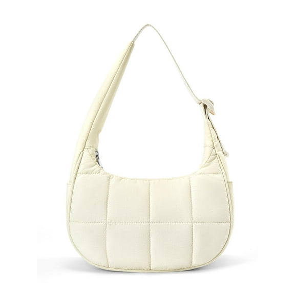 XINLANER Small Crescent Puffer Purse Shoulder Bag for Women Nylon Quilted Purses Bag Adjustable Shoulder Strap Puffy bag