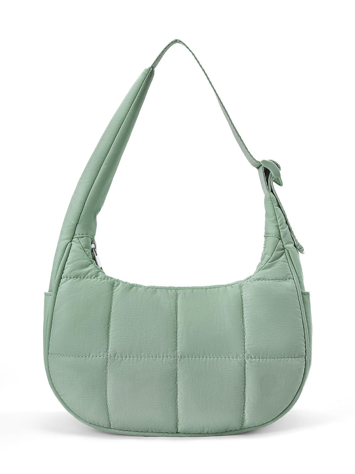 XINLANER Small Crescent Puffer Purse Shoulder Bag for Women Nylon Quilted Purses Bag Adjustable Shoulder Strap Puffy bag