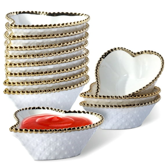 XINLTC 12 Pack Heart Shaped Ceramic Soy Sauce Dishes, 1.7oz Small Dip Bowls Mini Bow for  Appetizer Ice Cream  BBQ, Sushi, Valentine’s Day Serving Bowls for Sauce, Wedding