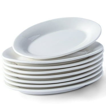 XINLTC Ceramic Oval  Dessert Plates Set of 8, Small White Appetizer Plates, Porcelain Modern Serving Plate for Cake Butter, Dishwasher,Microwave, Oven Safe