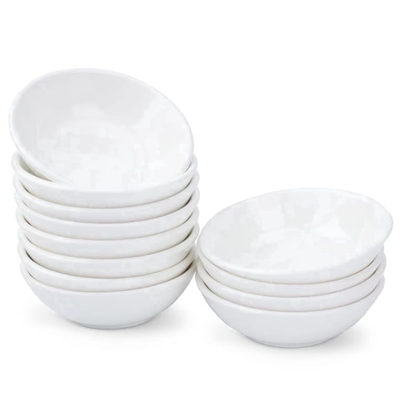 XINLTC Small Ceramic White Sauce Dipping Bowls, 12 pack, 1.2 oz