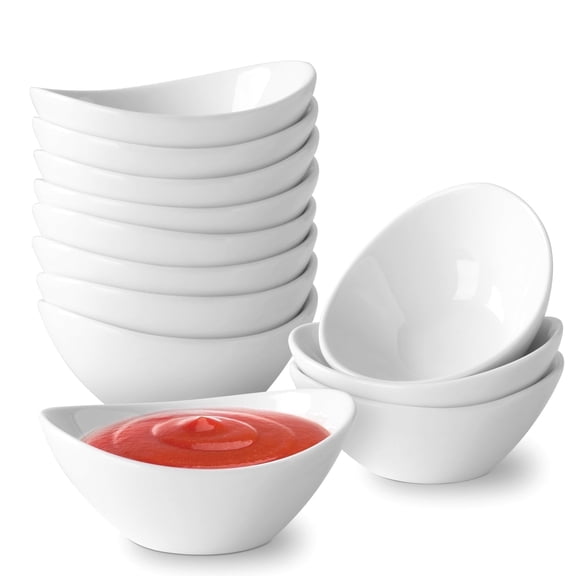 XINLTC Soy Sauce Dish Mini Dipping Bowls Ceramic White 12 pack 3 inch