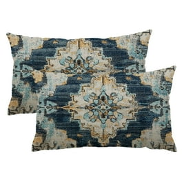 Set Of 4 Brown And Blue Ikat Design Lumbar Pillow Covers Set Of 4 Brown And Blue Ikat Design Lumbar Pillow Covers