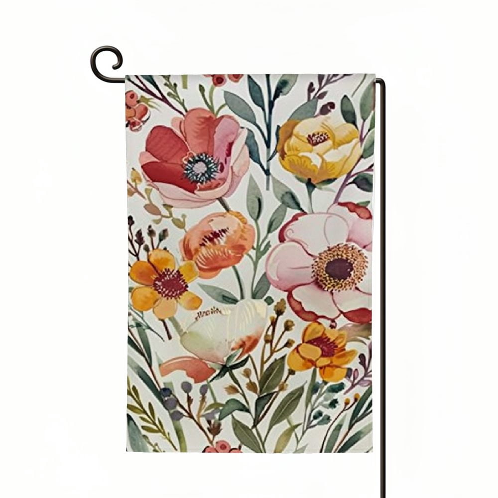 Floral Beadwork Real Orange - A feather for Each Garden Flag 28''x40'' (Two Sides Printing)
