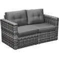 XINMEI 2 Piece Patio Wicker Corner Sofa Set, Outdoor PE Rattan