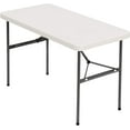 XINMEI Molded Plastic Top Folding Table, 4'W, Platinum
